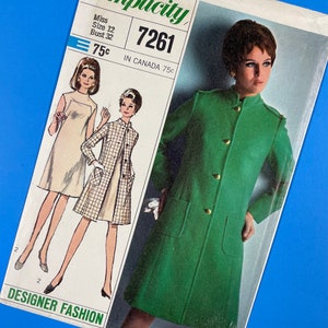 Simplicity 7261 UNCUT Vintage Sewing Pattern for Misses Coat and Dress Bust 32 Designer Fashion image 1