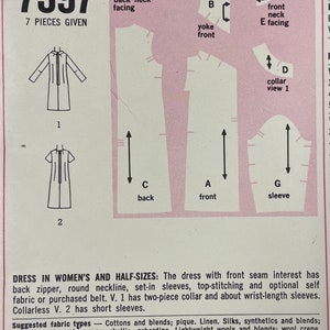 Simplicity 7397 UNCUT Vintage Sewing Pattern for Dress in Half-Sizes Bust 37 image 5