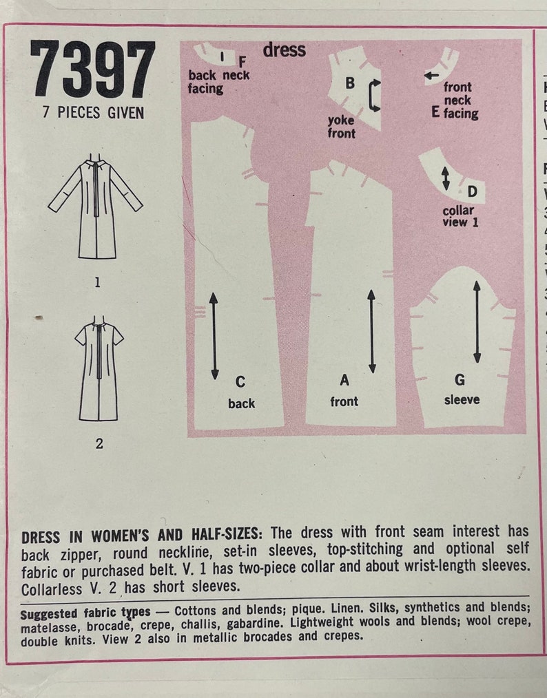 Simplicity 7397 UNCUT Vintage Sewing Pattern for Dress in Half-Sizes Bust 37 image 5