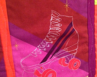 ROLLER DERBY Art Quilt wall hanging