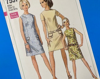 Patrón de costura vintage Simplicity 7531 sin cortar para vestido de señora talla 10