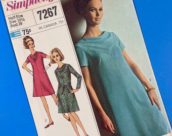 Simplicity 7267 UNCUT Vintage Sewing Pattern for Half Size Dress Bust 39