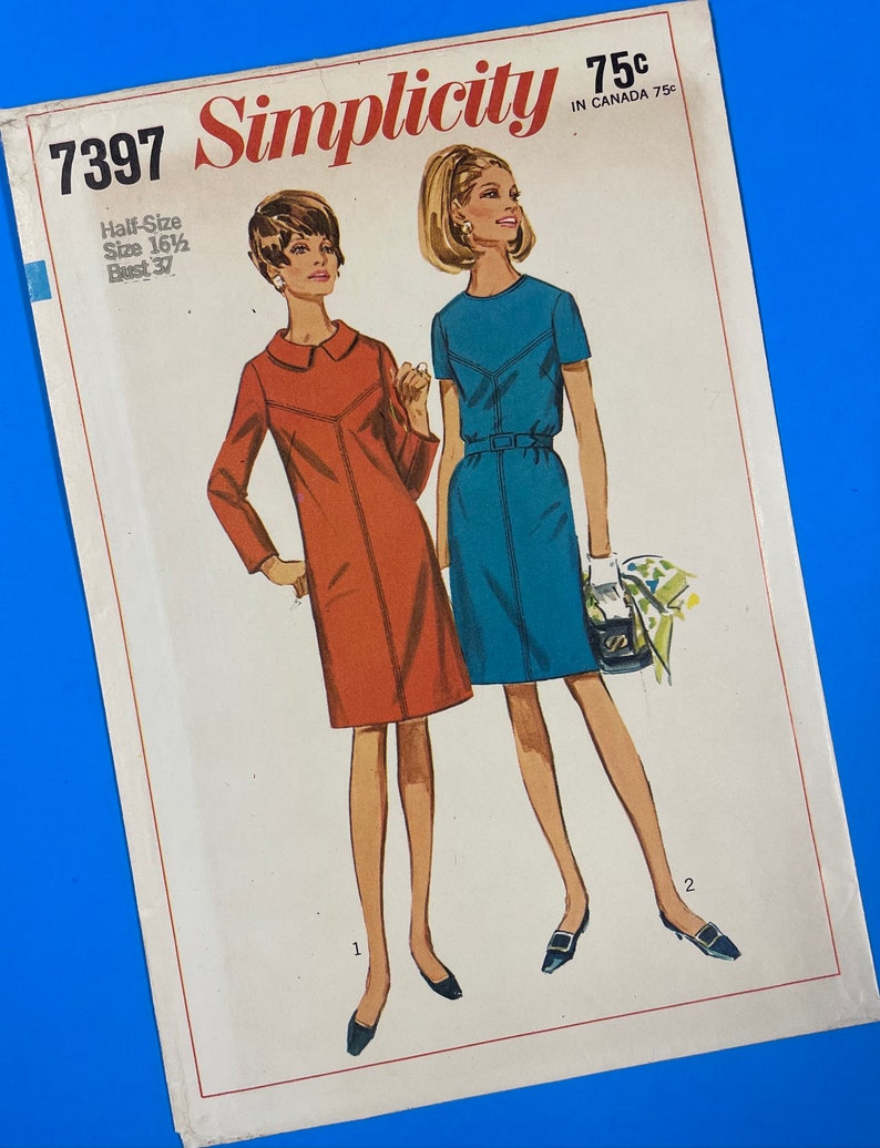 Simplicity 7397 UNCUT Vintage Sewing Pattern for Dress in Half-Sizes Bust 37 image 1