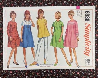Simplicity 6988 UNCUT Vintage Sewing Pattern for Misses Maternity Dress or Overblouse Bust 32