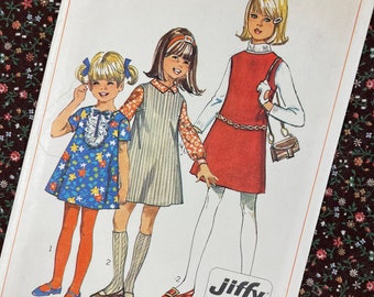 Simplicity 7783 UNCUT Vintage Sewing Pattern for Girls Jiffy Dress or Jumper Size 10