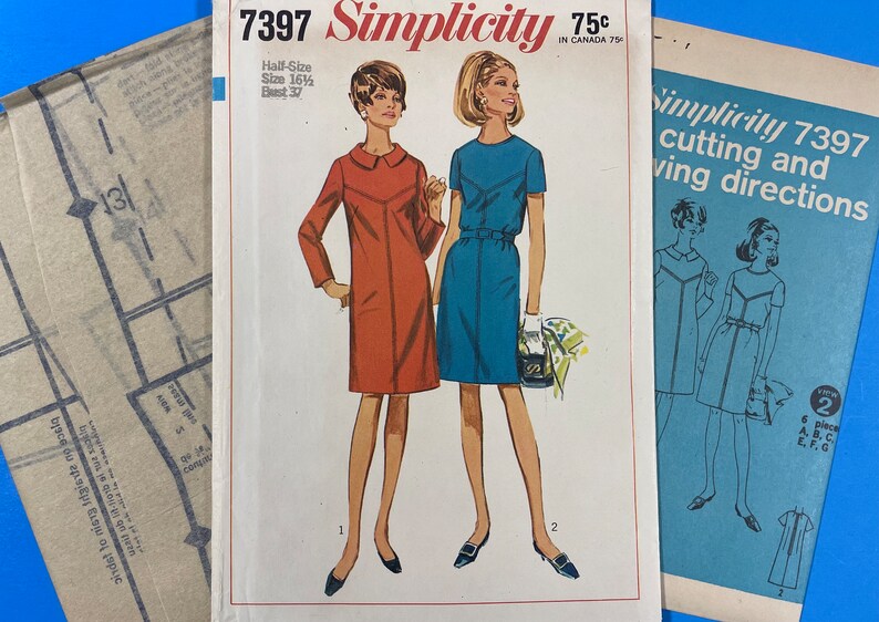 Simplicity 7397 UNCUT Vintage Sewing Pattern for Dress in Half-Sizes Bust 37 image 9