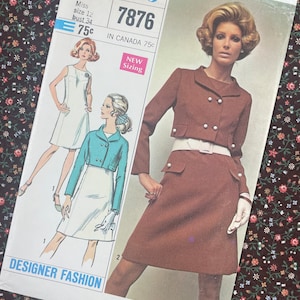 Simplicity 7876 UNCUT Vintage Sewing Pattern for Misses Dress and Jacket Designer Fashion Size 12