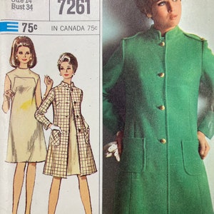 Simplicity 7261 UNCUT Vintage Sewing Pattern for Misses Coat and Dress Bust 34 Designer Fashion image 2