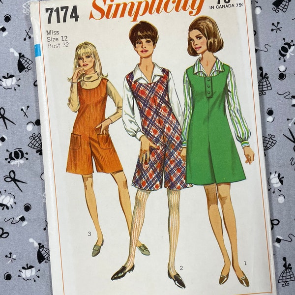 Einfachheits 7174 UNCUT Vintage Schnittmuster für Misses Pantjumper & Bluse Büste 32