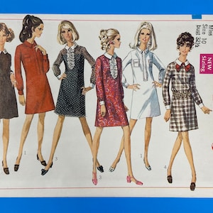 Simplicity 7751 UNCUT Vintage Sewing Pattern for Misses Dress in 4 Versions Size 10