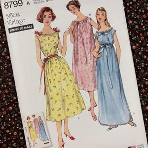 Simplicity 8799 NEW Sewing Pattern for Retro 1950s Nightgowns XS thru XL Simple to Make