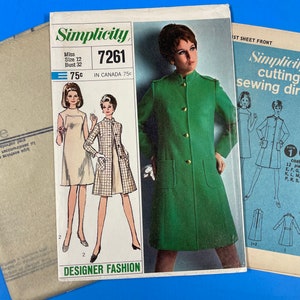 Simplicity 7261 UNCUT Vintage Sewing Pattern for Misses Coat and Dress Bust 32 Designer Fashion image 10