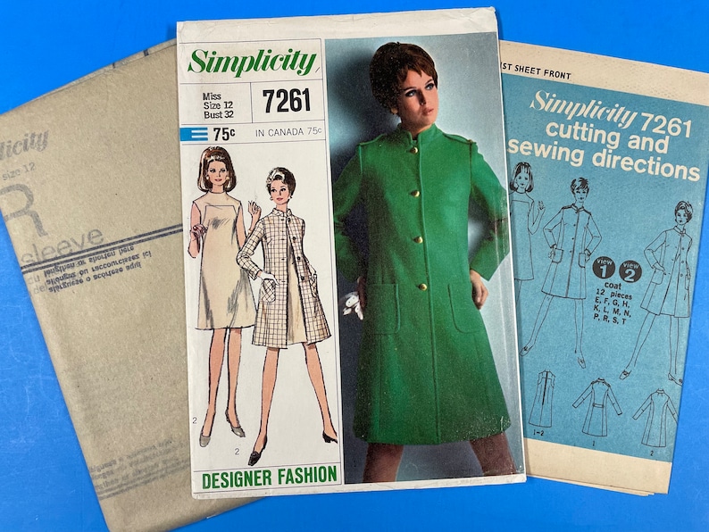 Simplicity 7261 UNCUT Vintage Sewing Pattern for Misses Coat and Dress Bust 32 Designer Fashion image 10