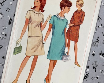 Simplicity 7322 UNCUT Vintage Sewing Pattern for One or Two-Piece Dress in Half Sizes Bust 37