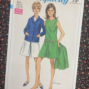Simplicity 7528 UNCUT Vintage Sewing Pattern for Misses Pantdress in Two Lengths & Jacket Size 12