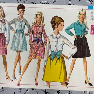 Simplicity 7722 UNCUT Vintage Sewing Pattern for Misses Shirtdress Size 14