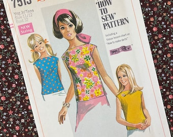 Simplicity 7513 UNCUT Vintage Sewing Pattern for Beginners Blouse in Size 11/12 Junior/Teen