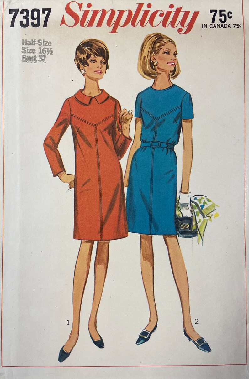 Simplicity 7397 UNCUT Vintage Sewing Pattern for Dress in Half-Sizes Bust 37 image 2