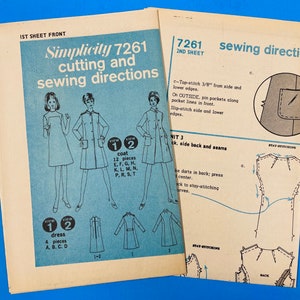 Simplicity 7261 UNCUT Vintage Sewing Pattern for Misses Coat and Dress Bust 32 Designer Fashion image 7