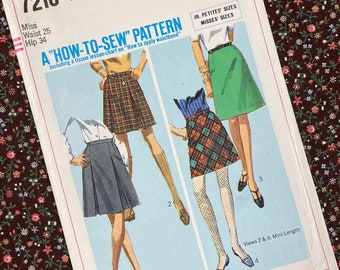 Simplicity 7216 UNCUT Vintage Sewing Pattern for Misses Skirts in Two Lengths Waist 25”