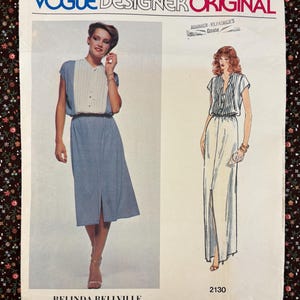 Vogue 2130 COMPLETE Vintage Sewing Pattern for Misses Dress Size 10 Bust 32.5 Vogue Designer Original Pattern