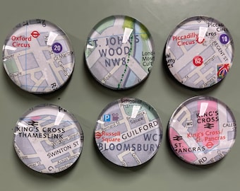 LONDON Map MAGNETS Set of 6