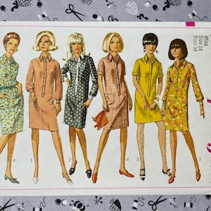 Simplicity 6970 UNCUT Vintage Sewing Pattern for Misses Shirt-Dress in Two Lengths Bust 34