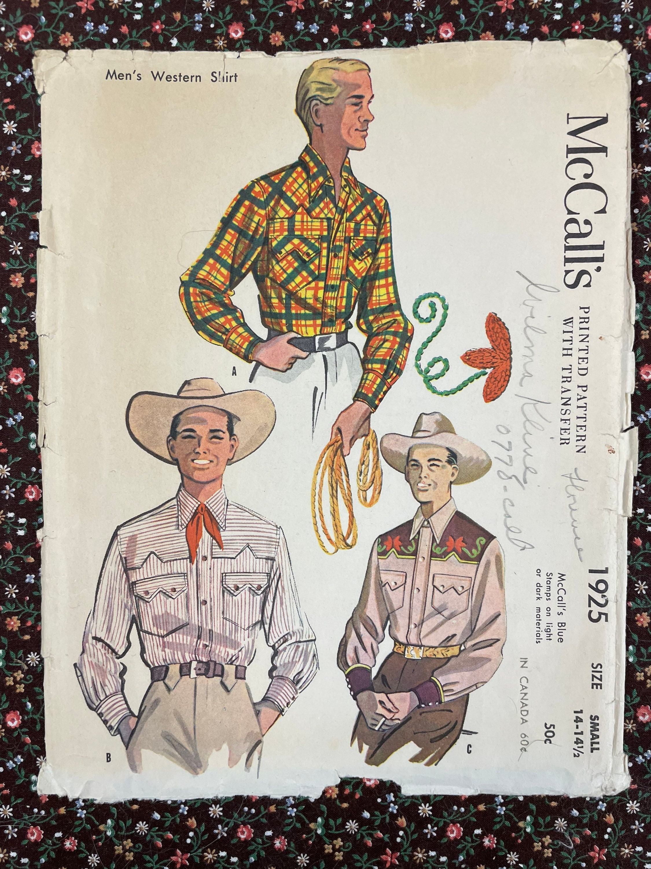 90s Womens and Mens Western Shirts Yoke Variations Mccalls Sewing