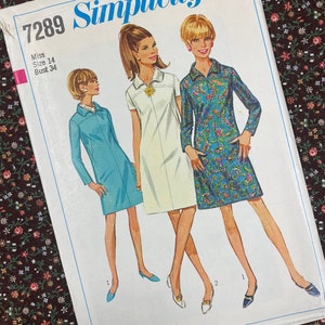 Simplicity 7289 UNCUT Vintage Sewing Pattern for Misses Dress Bust 34