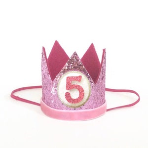 Pink Glitter Birthday Crown for a Dog or Cat, Sparkly Pet Birthday Crown, Mini Crown for Dog Gotcha Day