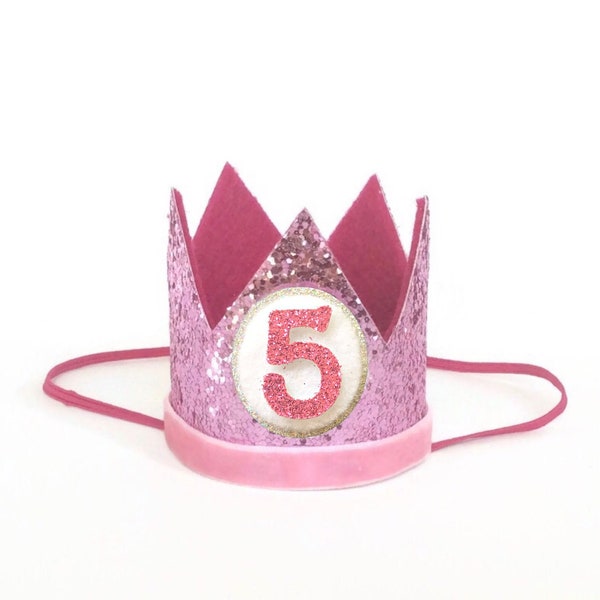 Pink Glitter Birthday Crown for a Dog or Cat, Sparkly Pet Birthday Crown, Mini Crown for Dog Gotcha Day