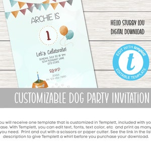 Printable Dog Party Invitation, Printable Birthday Invitation for Dogs ...