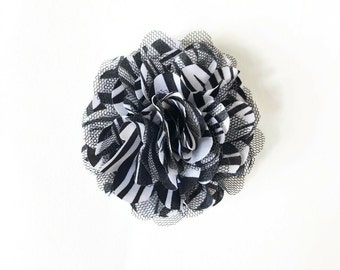 Black and White Collar Flower for Dogs, Zebra Stripe Collar Flower, Dog Birthday Gift, Dog Engagement Clothing