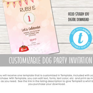 Printable Dog Birthday Party Invitation, Cute Printable Party ...