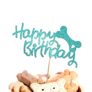Dog Happy Birthday Cake Topper, Dog Birthday Cake Decoration, Birthday Party Decor, Puppy Party Supplies, Photo Prop for Dog
