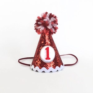 Red Glitter Custom Birthday Hat for a Pet, Mini Birthday Hat for a Dog or Cat, Gotcha Day Party Hat for Pets