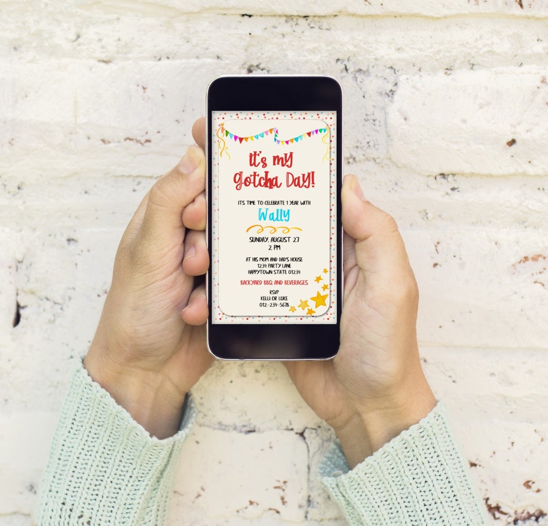 Dog Gotcha Day Party Invitation, Mobile Dog Party Invite, Personalized