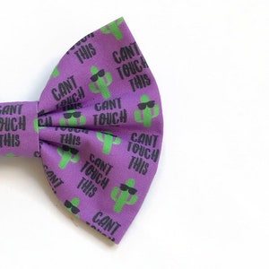 Cactus Dog  Bow Tie, Can&#39;t Touch This Dog Bow, Cactus Cat Bow, Funny Dog Bow Tie, Purple Dog Bow