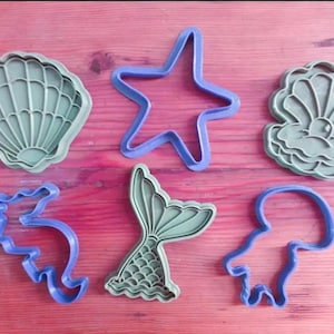 Sea Creature Embossing Cookie Cutters - Turtle, Seahorse, Fish...