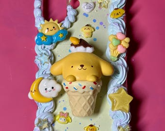 Custodia per telefono Pompompurin Dessert Dream / Custodia Kawaii 3D Decoden / Personaggi dei cartoni animati / Accessori pastello fatti a mano. Abbraccio tascabile gratuito con ogni custodia.