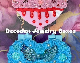 Portagioie glamour blu/rosa/viola fatto a mano • Ali d'angelo gocciolanti, contenitore per gioielli Kawaii • Colori personalizzati disponibili • Scatola regalo estetica pastello