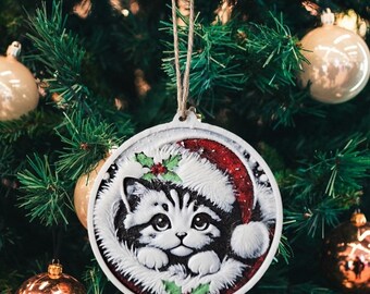 Christmas Kitten  Xmas Tree Ornament/Decoration Xmas Gift