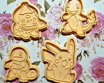 Pokemon Cookie Cutters Embossed Stamp Set Featuring Pikachu and Friends for Baking Enthusiasts