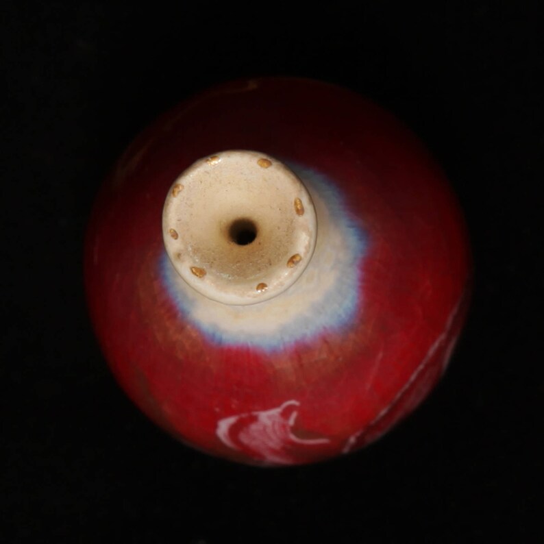 Dollhouse Vase Red Tiny Vase Wheel Thrown Vase Phial Red White Ceramic Bird Miniature Vase Pottery Miniature Miniature Bottle