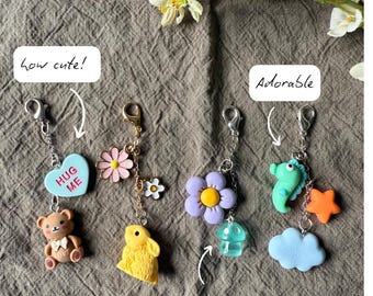 Cute Things Tiny Bag Charms, Tiny Mushroom Charm, Candy Heart Charm, Bear Charm, Seahorse journal Charm, Tiny Rabbit Charm, Dangle Charm