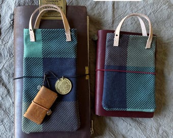 Holiday Plaid Tiny Pen Tote for your Traveler’s Notebook, Pocket Pen Pouch, Christmas Pen Pouch, Minamalist Pen Pouch, Asthetic Pen Holder