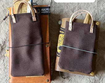 Dark Brown Denim Tiny Pen Tote for your Traveler’s Notebook, Pocket Pen Pouch, Notebook Pen Pouch, Minamalist Pen Pouch, Asthetic Pen Holder