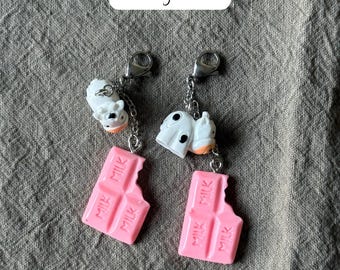Cow and Strawberry Milk Chocolate Bar Tiny Bag Charm,  Farm Cow Planner Charm, Strawberry Chocolate Bar Notebook charm, Cow and Milk Charm