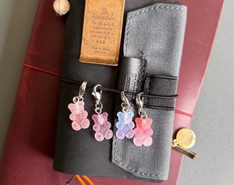 Sugar Gummy Bear Planner Charm, Tiny Gummy Bear Charm for your Traveler’s Notebook and Rings Planner, Mini Planner Charms for Card Size TN