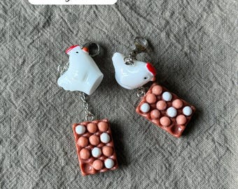 Chicken and Eggs Tiny Bag Charm, Dozen Eggs Planner Charm, Hen Chicken Charm, Hen and Eggs Notebook charm, Farm Eggs Charm, Farm Chicken